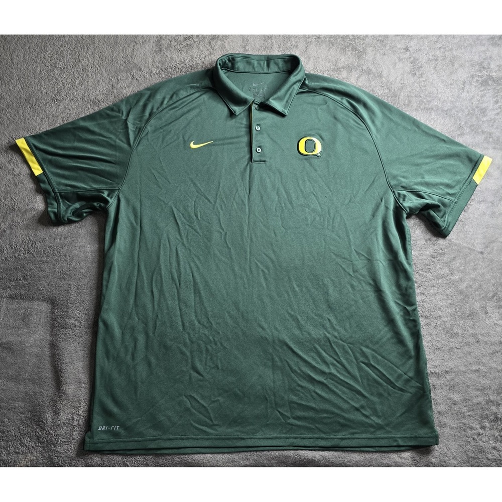 Oregon Ducks Nike Polo Shirt Men 2XL Dri-Fit 3-Button Green NCAA Football